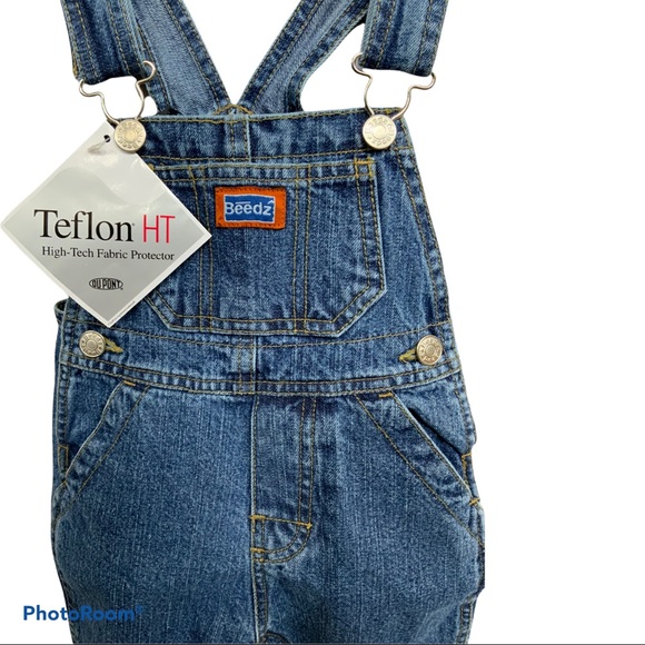 Beedz Baby Bib Overalls Denim Jean Onesie Snap Adjustable Straps Unisex 12 Mo - Picture 8 of 11